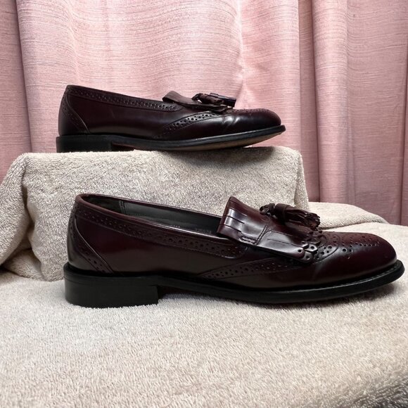 VTG Dexter Burgundy Tassel Loafers 8.5M Wingtip Brogue Leather Dress USA Comfort - Picture 9 of 16